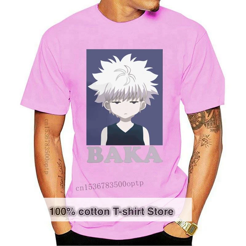 

Новые Забавные футболки с японским аниме HUNTERHUNTER Zoldyck BAKA Harajuku, модная летняя мужская футболка, хлопковые футболки с коротким рукавом