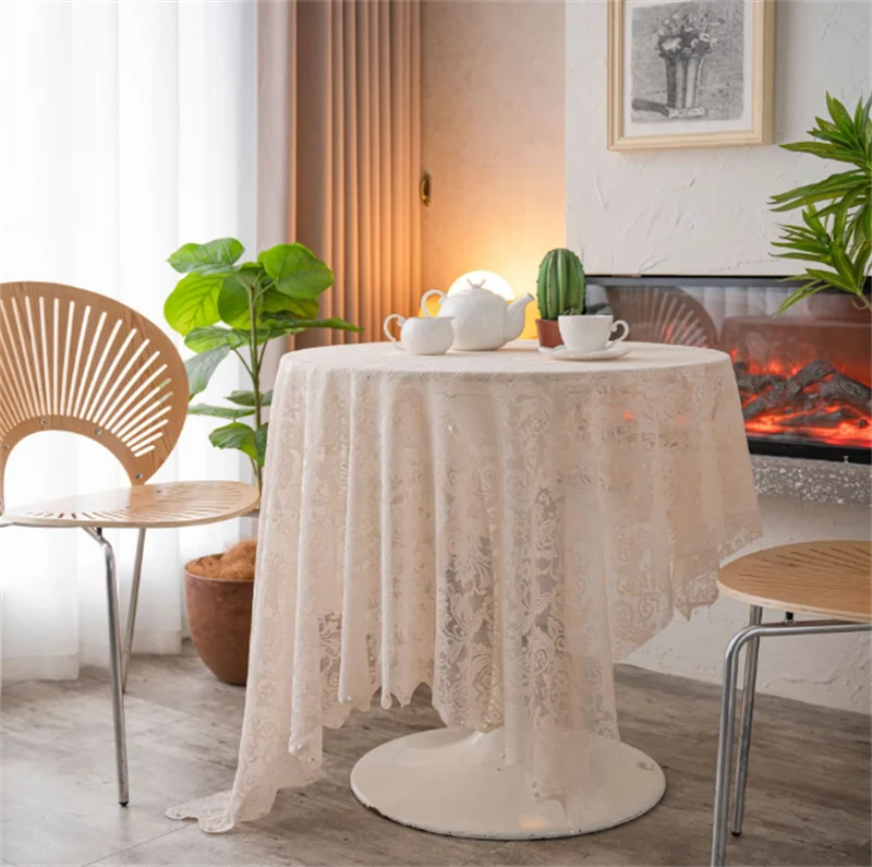 

New Hollowed Out Lace Table Cloth Fashion Balcony Garden Round Table Cloth Decorative Table Cover