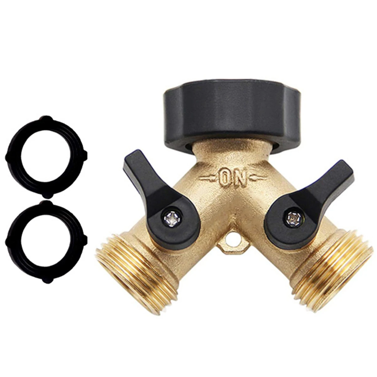 

new Hose Splitter 2 Way Brass Faucet Splitter Y Shape Leak-proof Hose Adapter Connector with 3 Washers for Washing Car Cleaning
