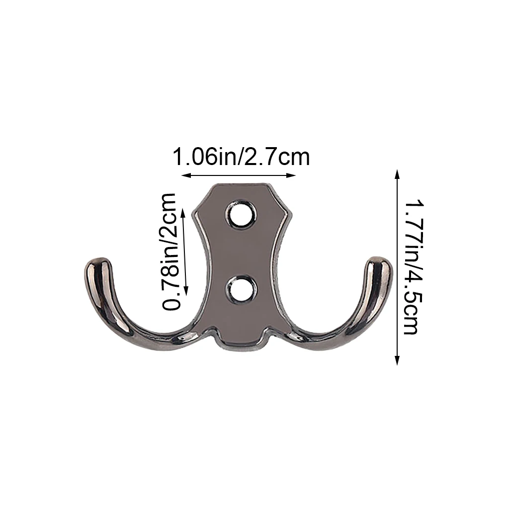 Wall Mounted Hook Bathroom Bedroom Double-hook Design Robe Cap Hat Alloy Hanger Clothes Holder