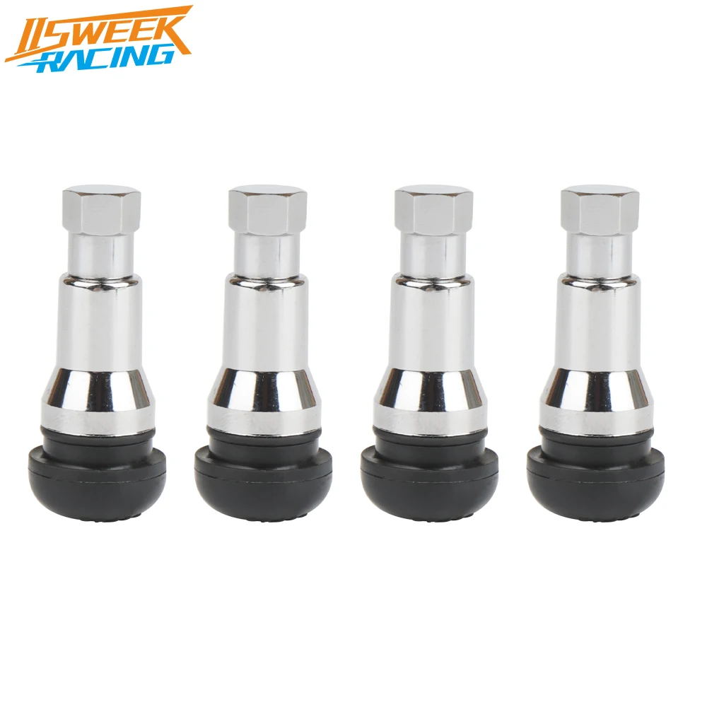 

4PCS TR413AC Tubeless Tire Valve Stems with Chrome Plated ABS Sleeves Snap-in Tire Valve Stem for 11.5mm (Φ.453") Rim Holes