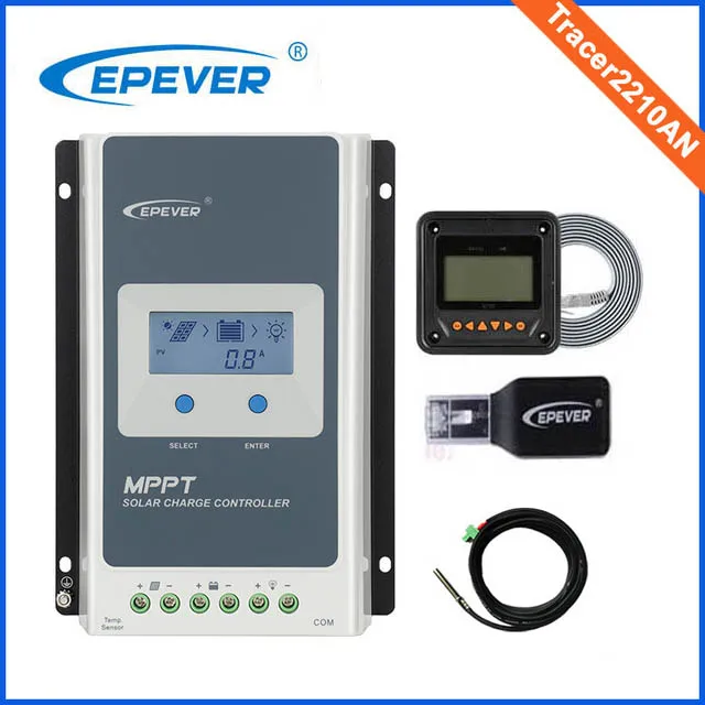 Контроллер заряда солнечной батареи EPeverTracer 2210AN 20A MPPT 12 В 24 в ЖК-дисплей Diaplay с дистанционным измерителем MT50