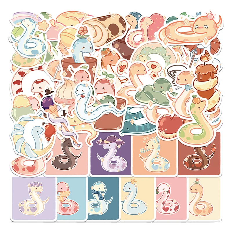 

50PCS Cartoon Cute Small Snake Stickers Animals Kawaii DIY Car Skateboard Laptop Motor Graffiti Sticker Decals Kid Toys