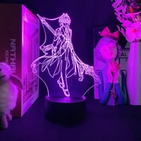 3d led genshin impact zhongli night light anime figure game desk lamp for room illusion party decor children birthday gift ayaka