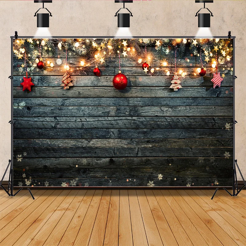 

SHENGYONGBAO Christmas Tree Window Candy Photography Backdrop Wooden Doors Snowman Cinema Pine New Year Background Prop MJ-02