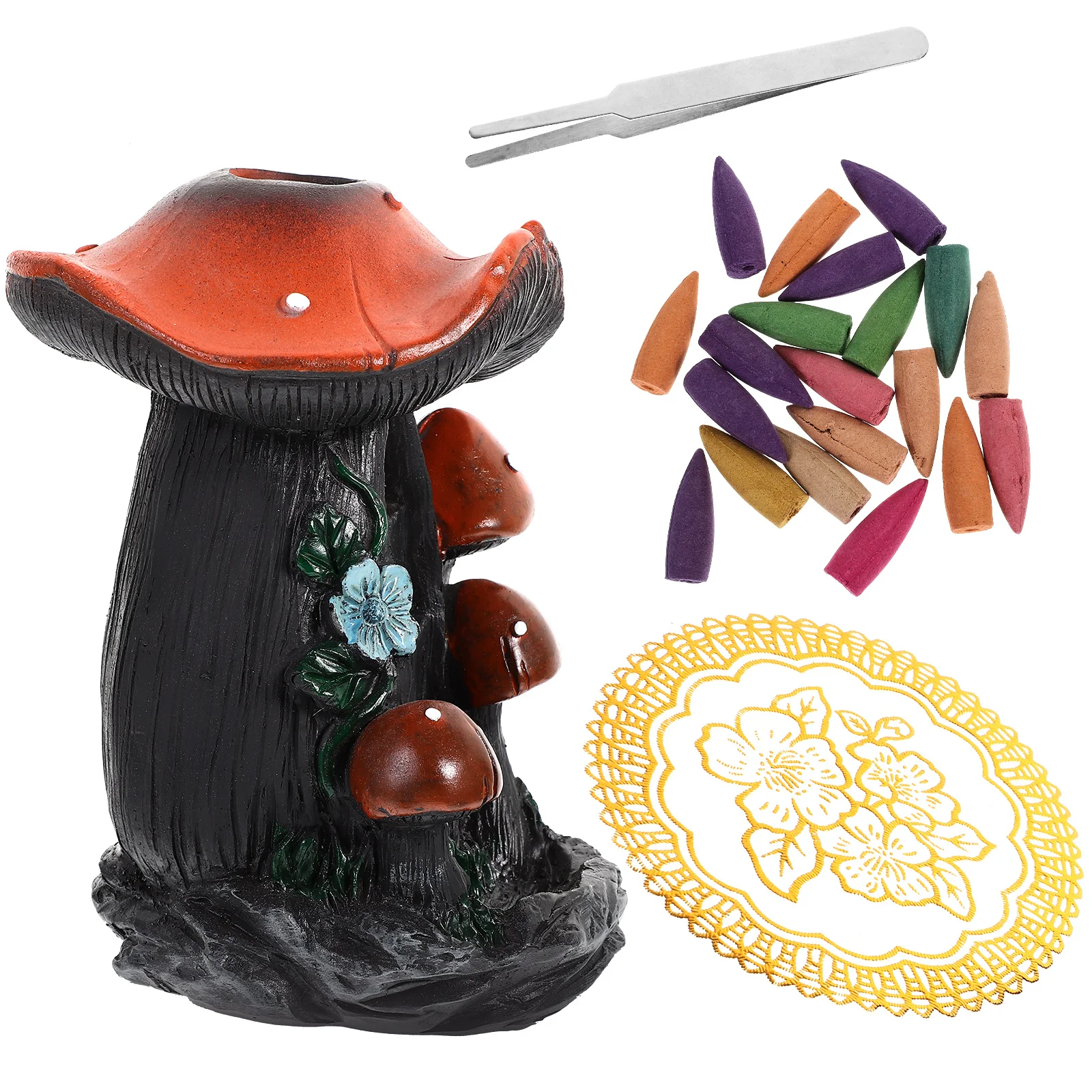 

Mushroom Backflow Censer Vintage Decor Ornament Centerpiece Shape Holder