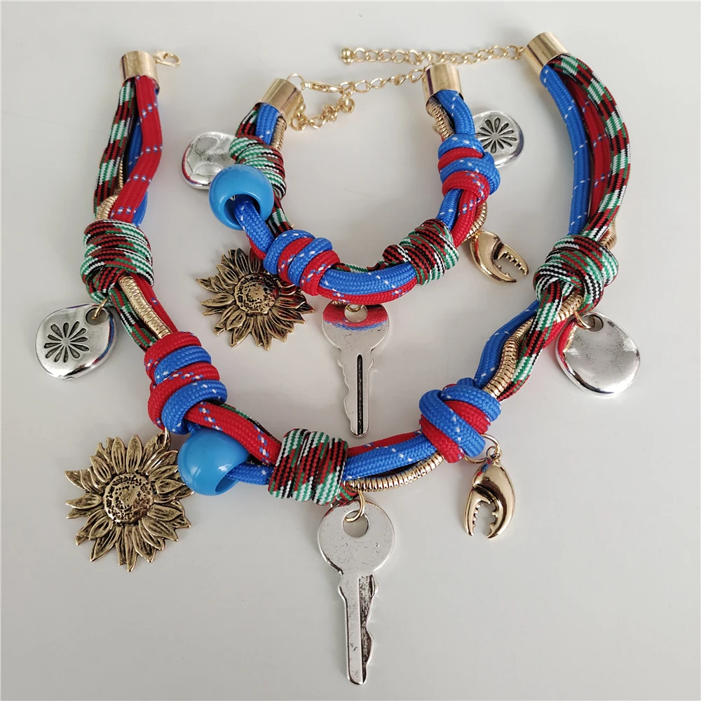 Индийское винтажное массивное ручное плетение из веревки с большим