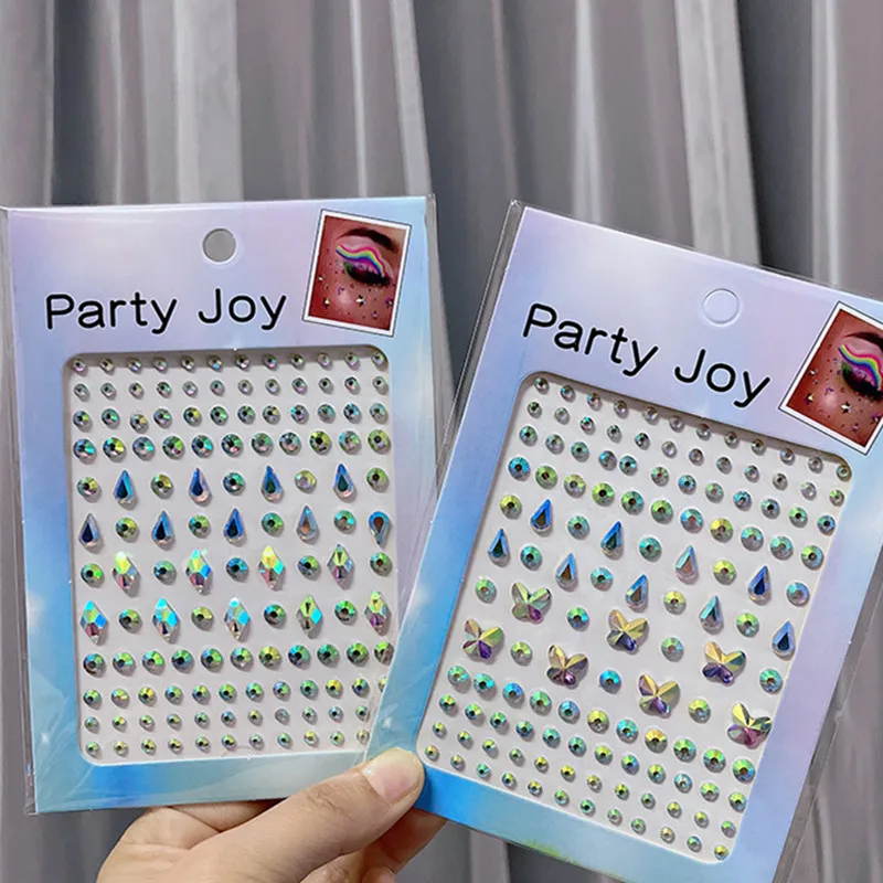 

3D Pearl Crystal Face Jewelry Fashion Women Fake Tattoo Diamond Face Jewelry Halloween Party Makeup Eye Rhinestone Sticker