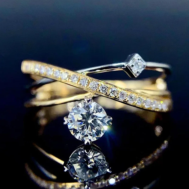 Huitan современные модные свадебные обручальные кольца двухцветные с крестом и