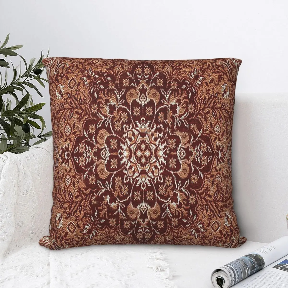 

Antique Decoration Brown Throw Pillow Case Oriental Rug Cushion Home Sofa Chair Print Decorative Hug Pillowcase