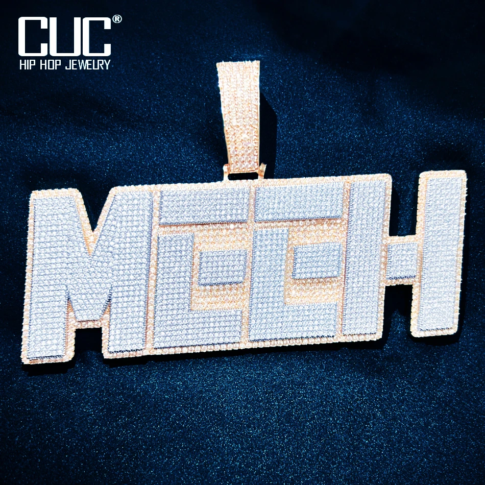 CUC Custom Men Neckalce Customized Letter Name Pendant Solid Back Bling Full Zircon Fashion HipHop Jewelry Chain Gift NEW Style