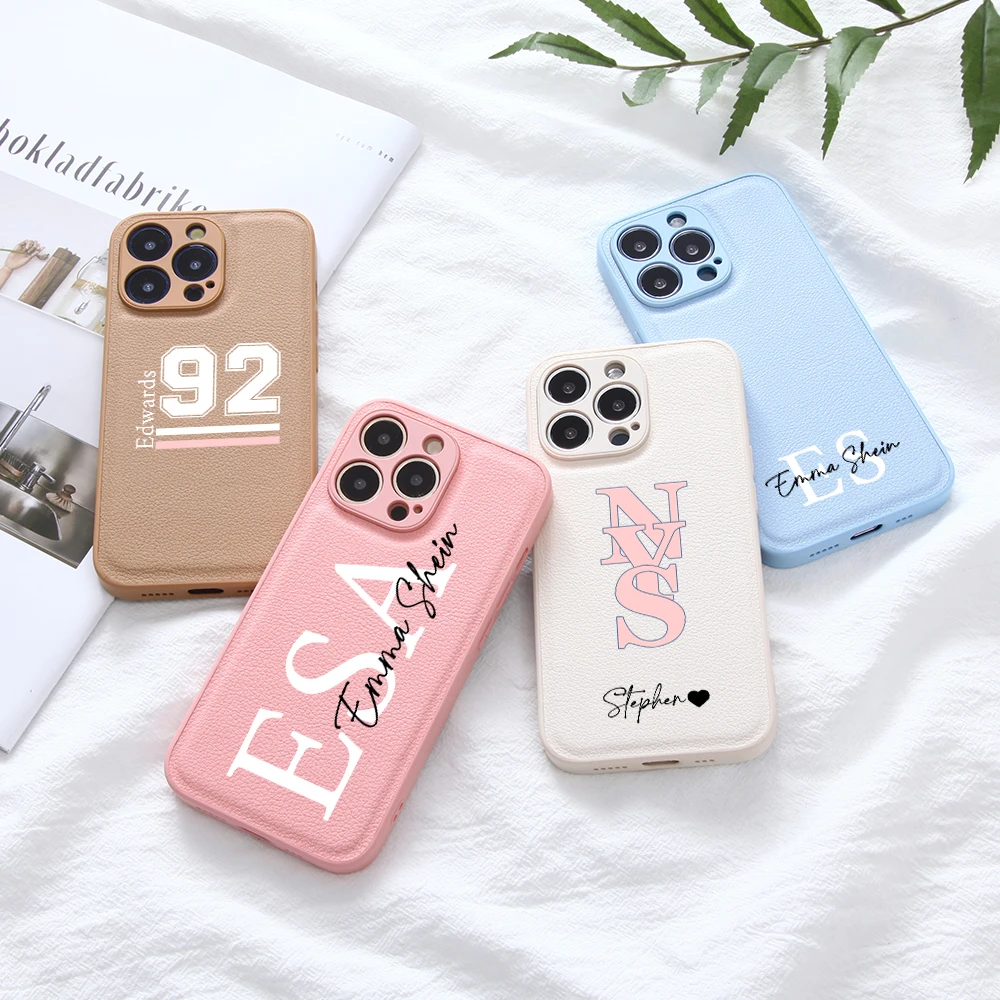 

Custom Personalised Capital DIY Number Name Leather Case For iPhone 13 11 12 Pro Max X XR 7 8 Plus Soft Cover for iPhone 13 Pro