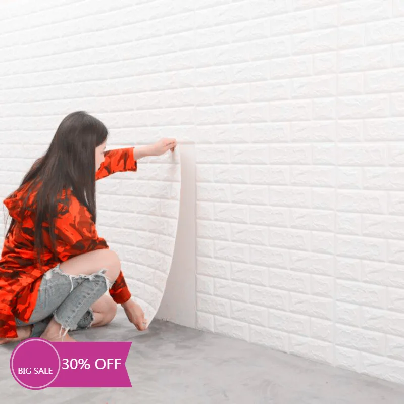 

Continuous DIY 3D Brick Wall Stickers Home Decoration Living Room Decor Foam Self Adhensive Wallpaper Art home Wall Decals