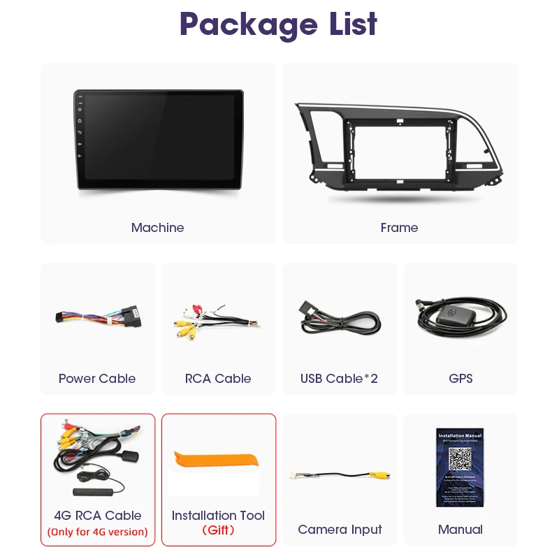 $101.54 JMCQ T10 2 din Android 10 Car Radio For Hyundai Elantra 6 2015 2016 2017 2018 Multimidia Video Player GPS Navigaion Split Screen