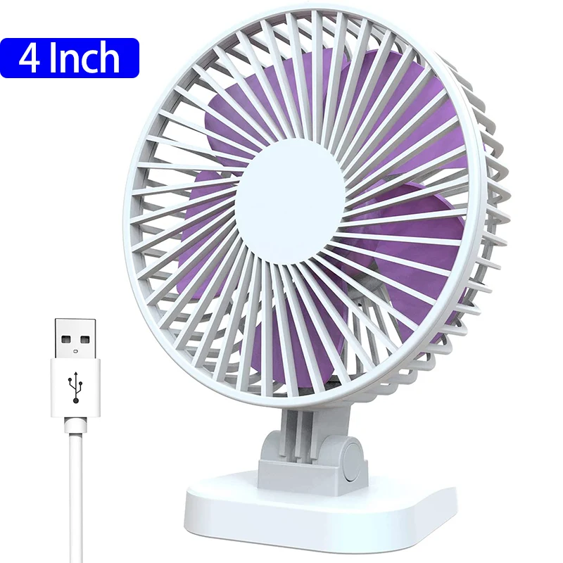 

4 Inch Small Desk Fan, Powerful Airflow, 3 Speeds, USB Powered Table Fan, 40° Head Adjustment, Ultra Quiet