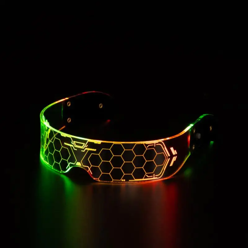 Hot Selling Led Colorful Luminous Technology Glasses Bar Party Decoration Science Fiction Honeycomb Glasses Music Festival