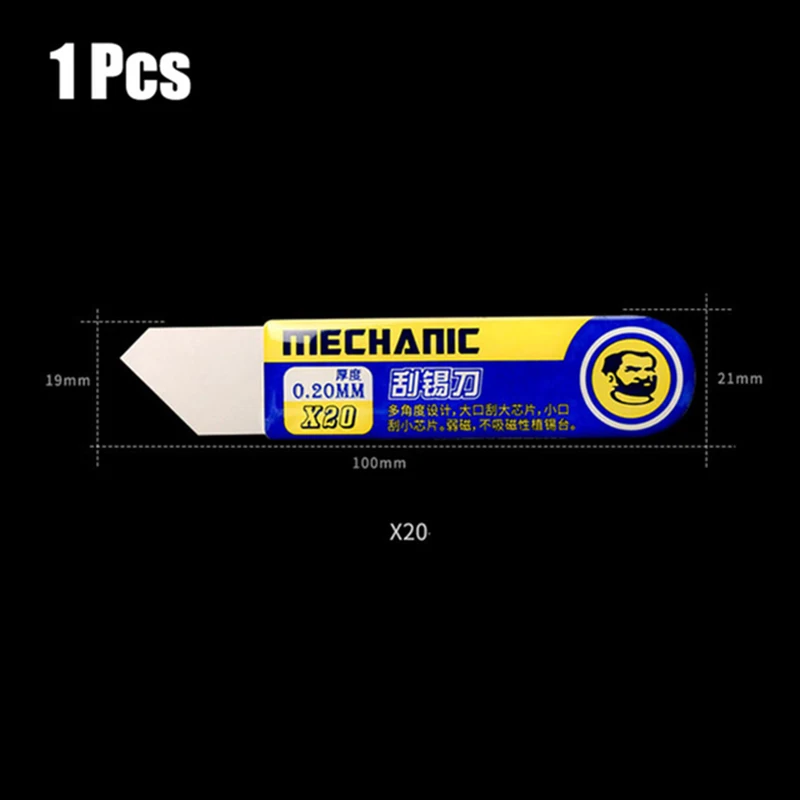 

MECHANIC X20/22 Высокая прочность, толщина 0,2 мм, паяльная паста, специальный скребок для олова, нож для ремонта, ручной инструмент для трафарета BGA, реболлинга