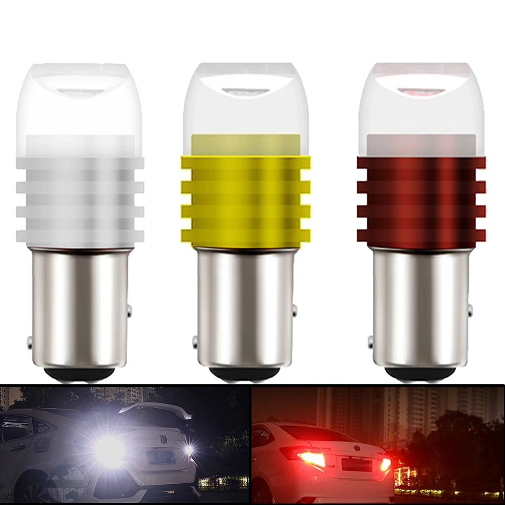 1pc Universal 1157 BAY15D Car Dome Led White Red Strobe Lamp 5630 3SMD Brake Reverse Turn Signal Tail Flashing Light 12V - купить по
