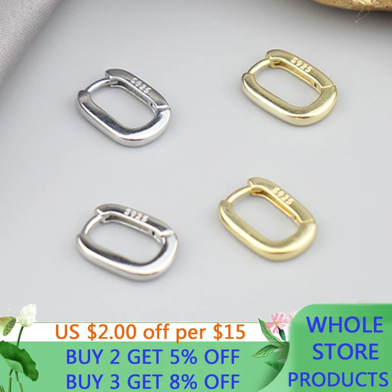 

LMNZB Tibetan Silver S925 Geometric Oval Small Hoop Earrings For Women Prevent Allergy Earrings With S925 Stamp Gift E1582