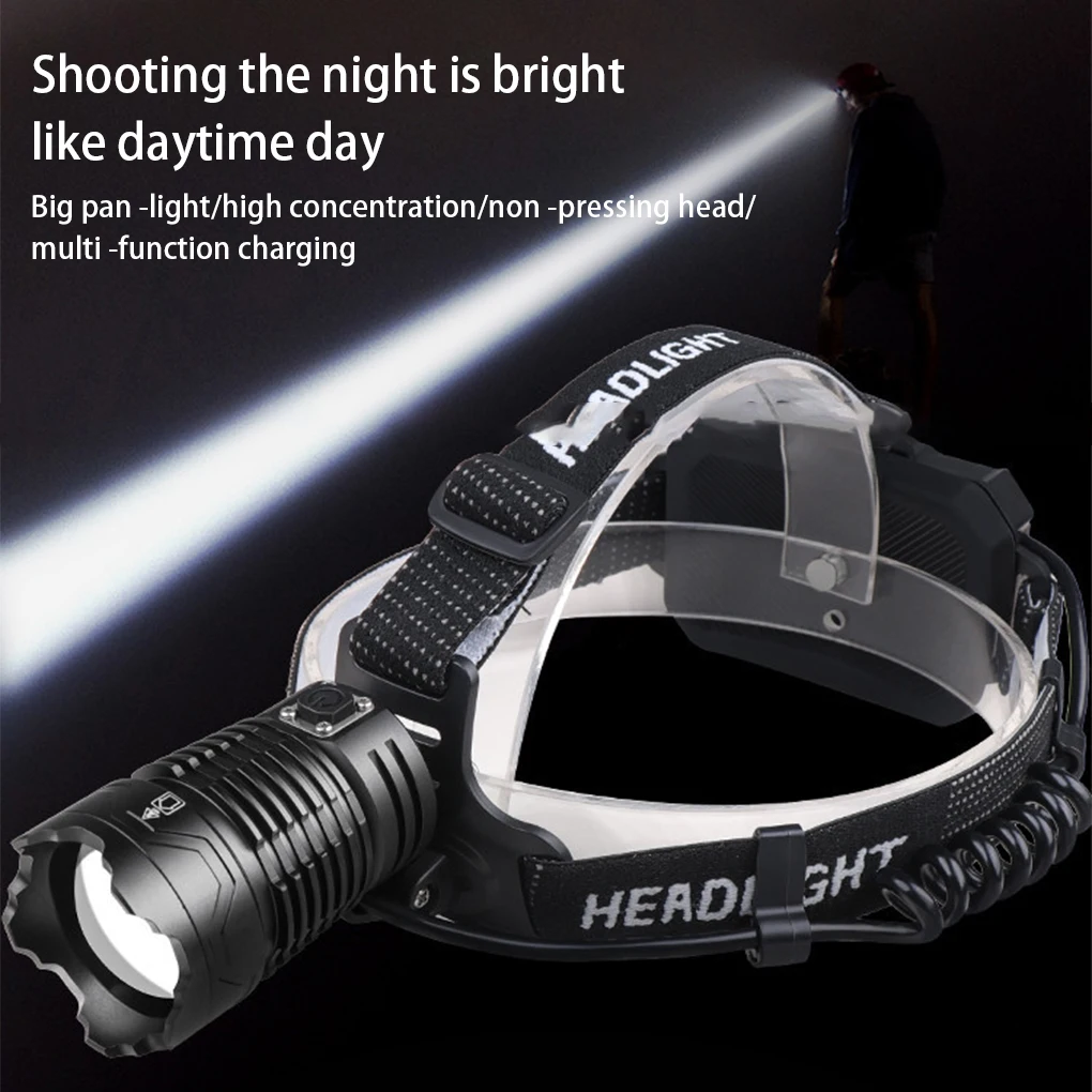 

Headlamp Outdoor Emergency Headlight Zoomable Wearable Head Lamp Warning Light Portable Fishing Cycling Power Bank