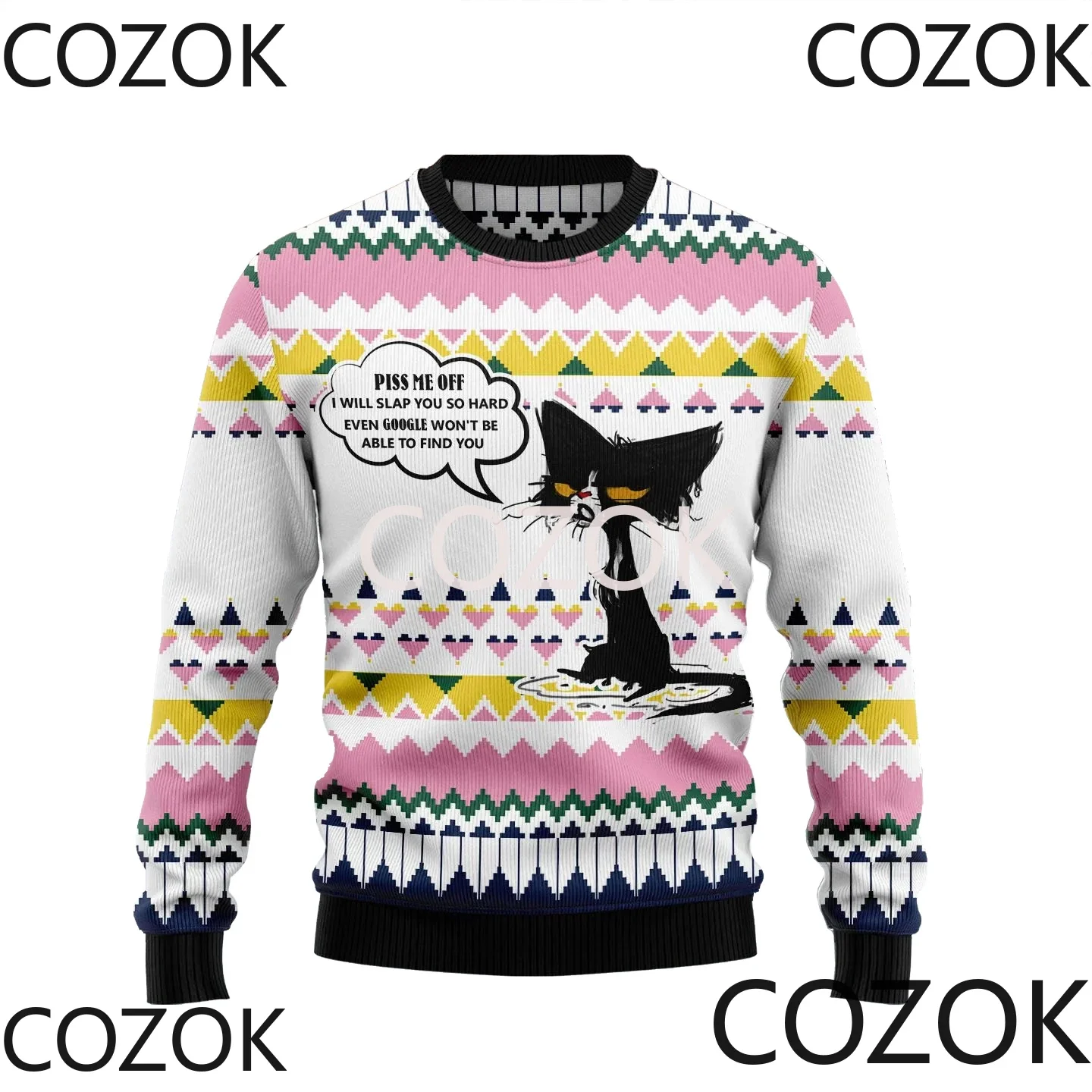 Рождественский свитер с черным котом толстовки 3d принтом для мужчин и женщин