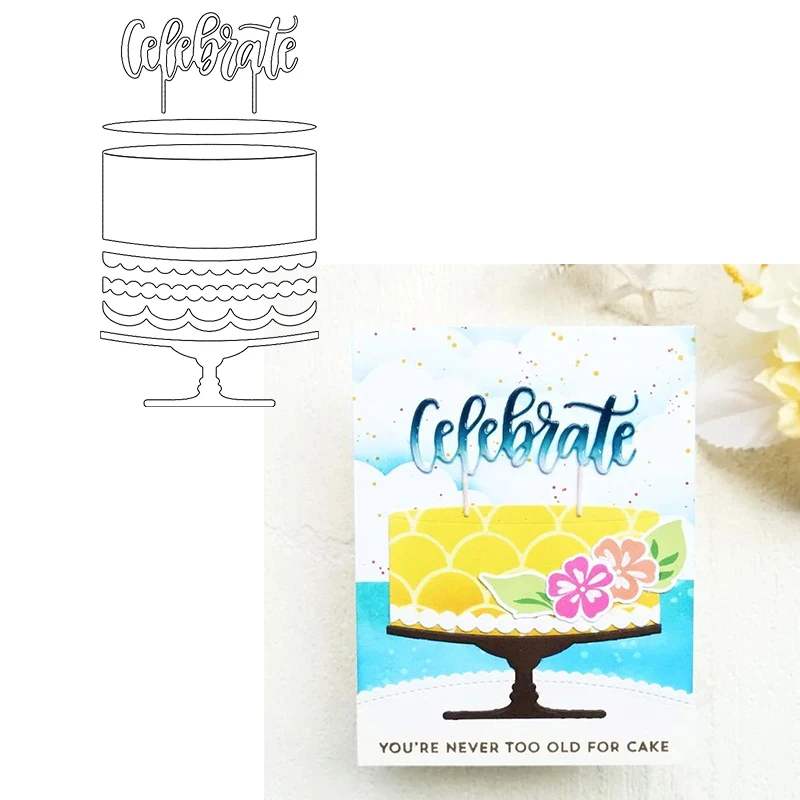 

Celebrate With Cake Metal Cutting Die For Card Decoration DIY Card Album Photo Make Crafts Stencil Scrapbooking New 2022