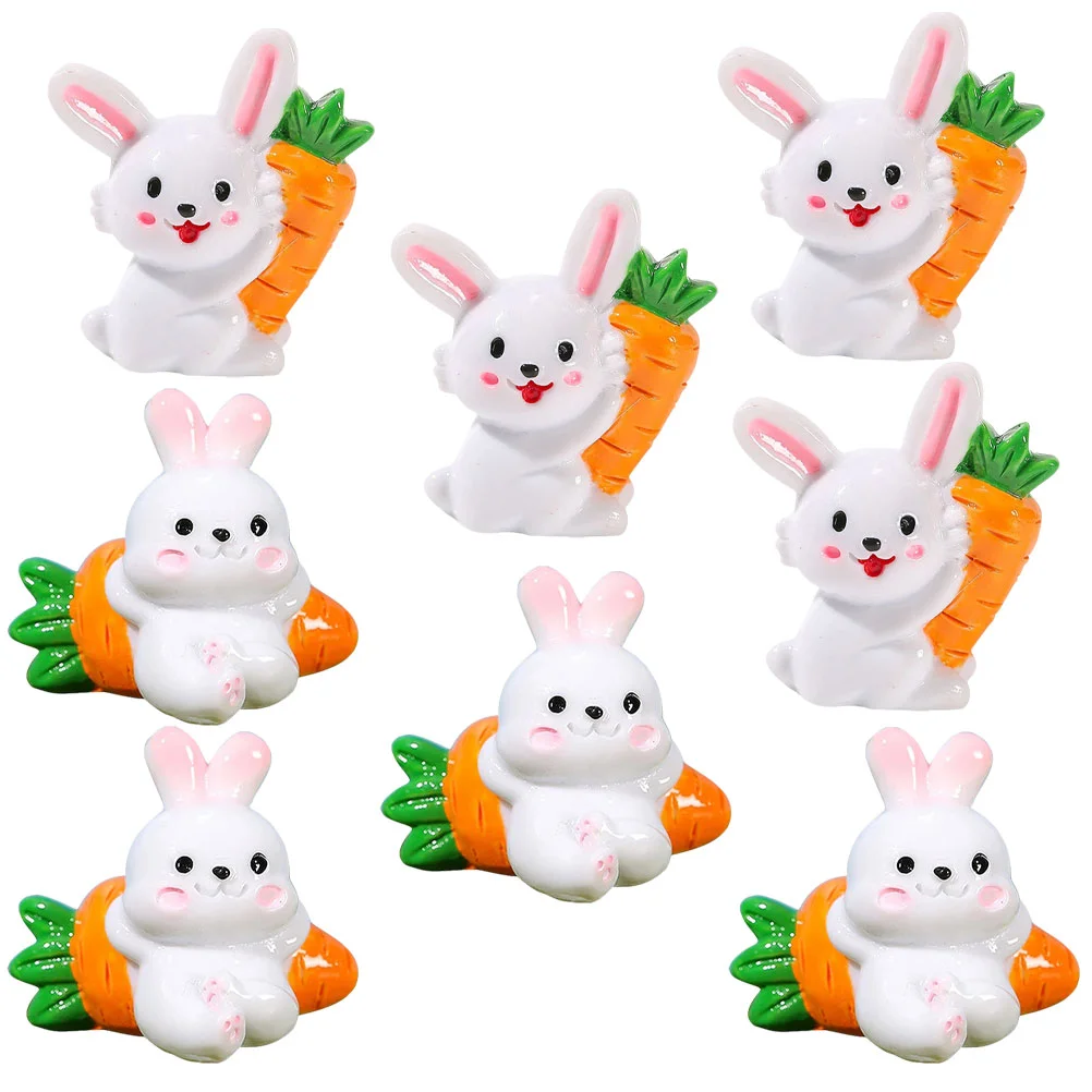 

8 Pcs Micro Landscape Rabbit Bunny Figurine Fairy Toy Animal Decor Figurines Bookshelf Miniature Adornment