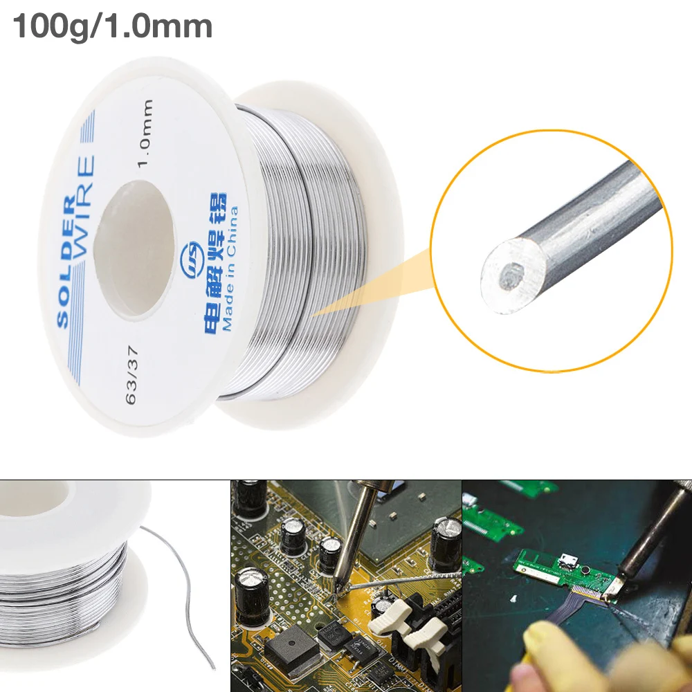 

63/37 100g 1.0mm No Clean Rosin Core Solder Tin Wire Reel Tin Wire with 2% Flux & Low Melting Point for Electric Soldering Iron