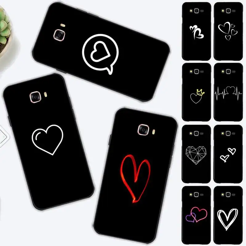 

Simple Lines Love Heart Phone Case for Samsung J 2 3 4 5 6 7 8 prime plus 2018 2017 2016 core