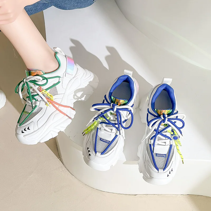 Autuspin 6.5cm Platforms Women Sneakers Fashion Street Style Genuine Leather Popular Casual Chunky Shoes Students Outdoor Trendy