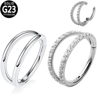 g23 titanium nose stud piercing septum clicker 2 side cz hoop ear cartilage tragus helix hinged segment nose rings jewelry