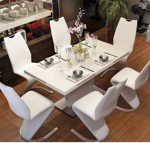 

Modern contracted banquet design luxury dining room furniture Pu metal dining chair stainless steel legs dining chairs