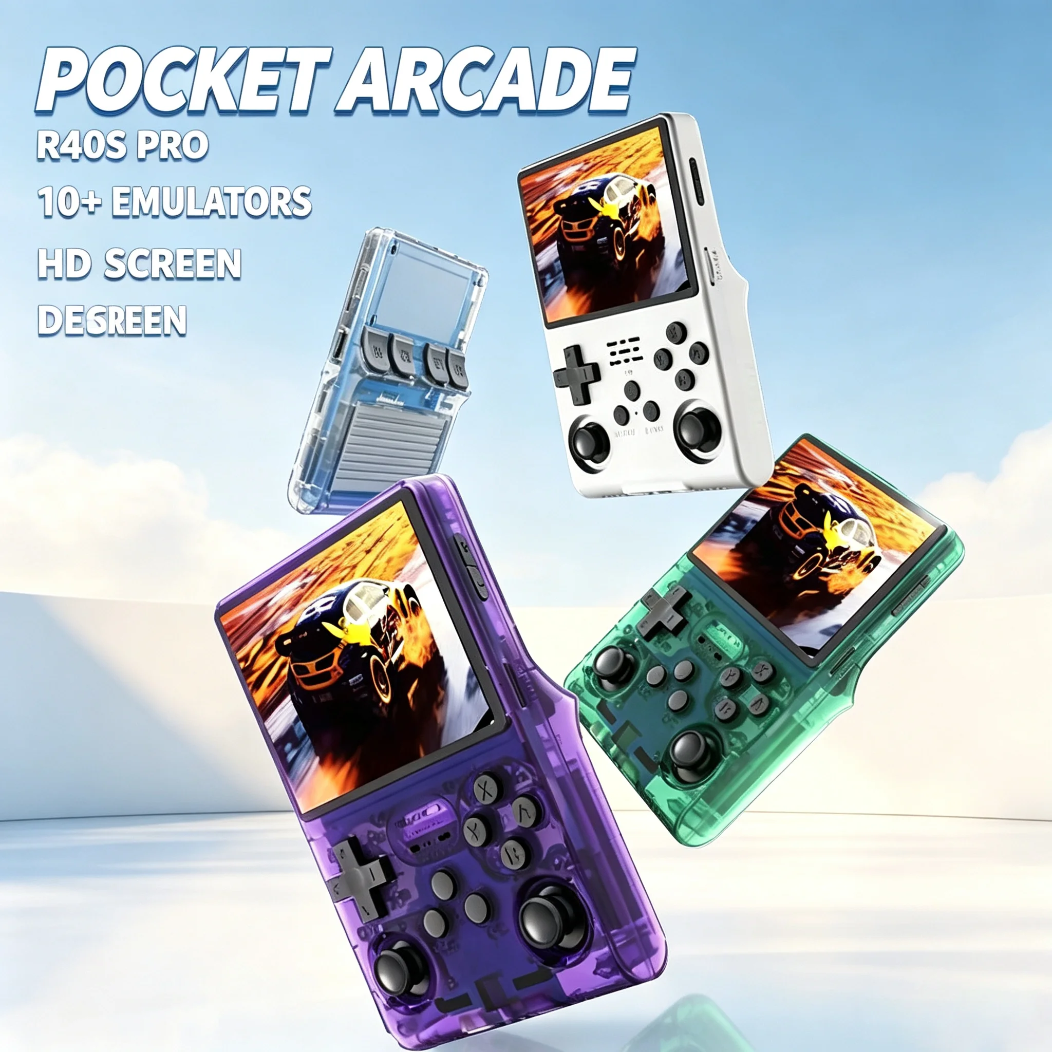 Фото Портативная игровая консоль R40S Pro с открытым исходным кодом, большой экран, ретро-игровая приставка, портативная карманная консоль, поддержка PSP, GBA, PS1. №2