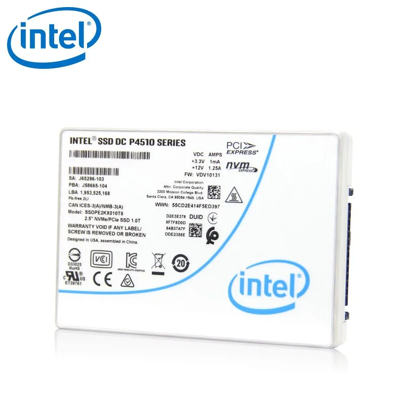 

Твердотельный накопитель для сервера Intel P4510 4T SSD U.2 3,1 дюйма PCIe x 4 NVMe SSDPE2KX040T801, фирменный жесткий диск, новый