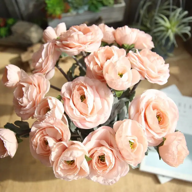

European Artificial Flower 2 Head Home Silk Peony Wedding Flower Foreign Rose Decorative Flower Party Decor 1pcs