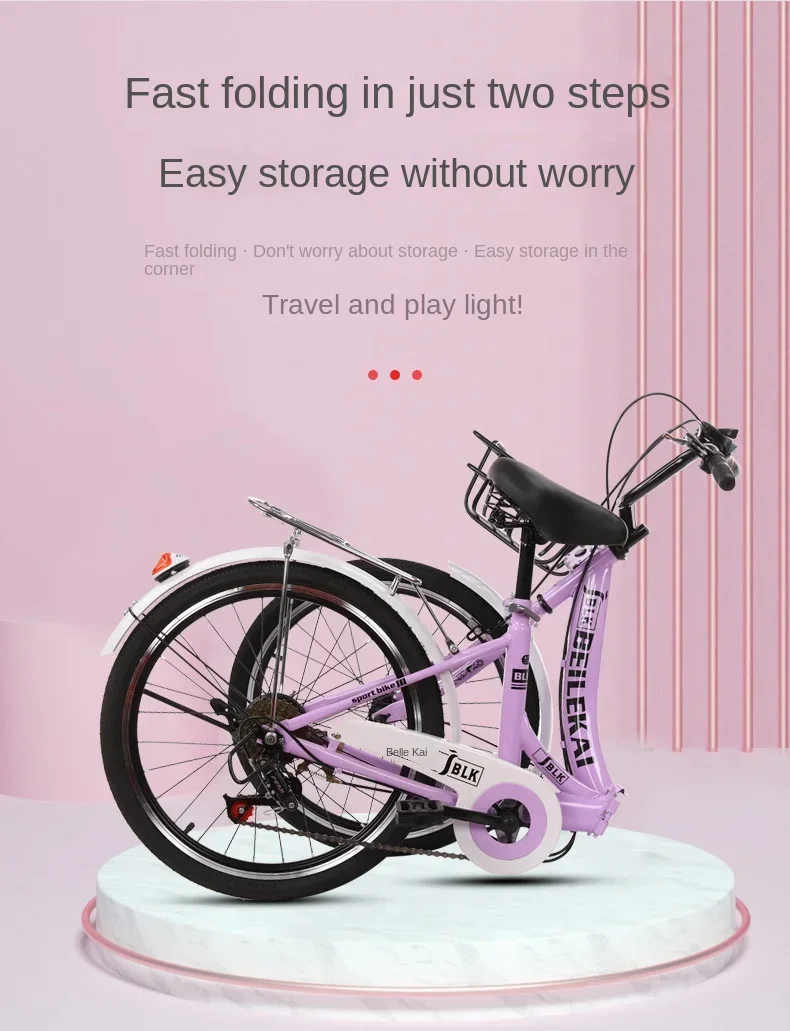 Фото #For Vélo Pliable à Vitesse Variable pour Garçon et Fille, Voiture de Princesse pour Adulte^ №5