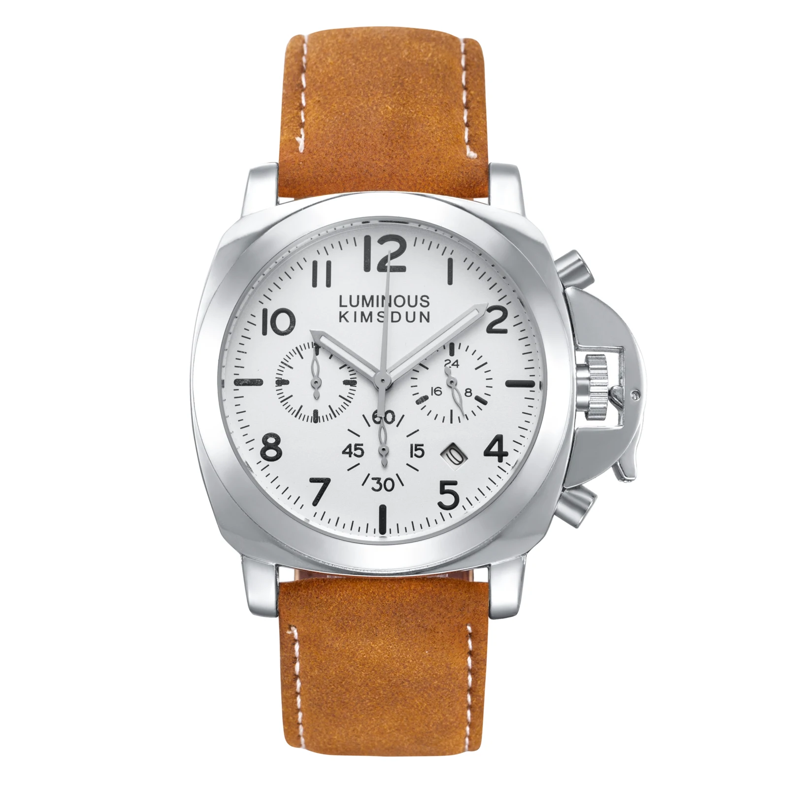 

Casual Men's Watch Fashion Design Leather Band Multifunction Watches Sport Waterproof Chronograph Quartz Wristwatch Relogio