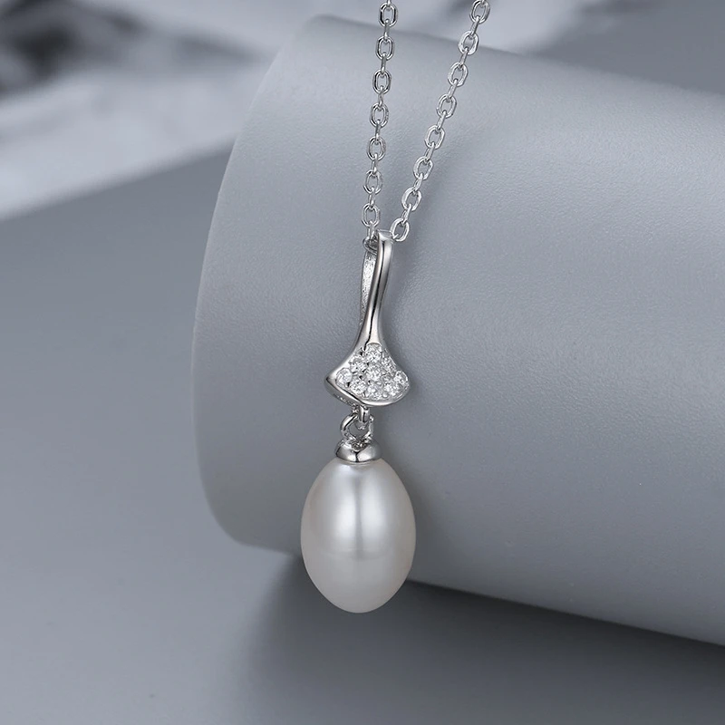 

Genuine 100% 925 Sterling Silver Necklaces Trendy Pearl Pendant Necklace For Women Party Silver 925 Fine Jewelry Gifts Wholesale