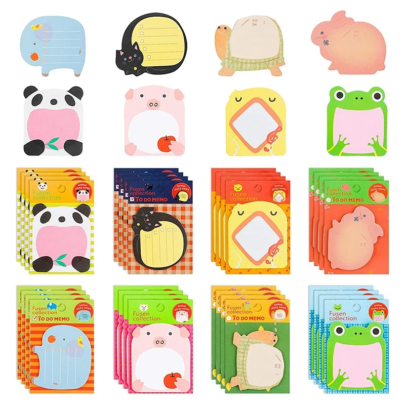 

Cute Sticky Notes 640 Sheets (32 Pieces) Mini Animal Sticky Notes Set Funny Self Adhesive Memo Pad Colourful
