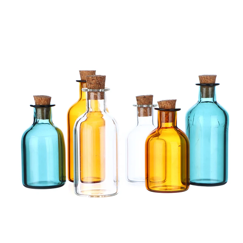 1:12 Миниатюрная ваза для кукольного домика с крышкой из стеклянной бутылки и пробкой.