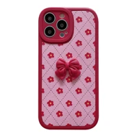 pink little flower pattern bowtie case for iphone 13 pro max back phone cover for 12 11 pro max x xs xr 8 7 plus se 2020 capa