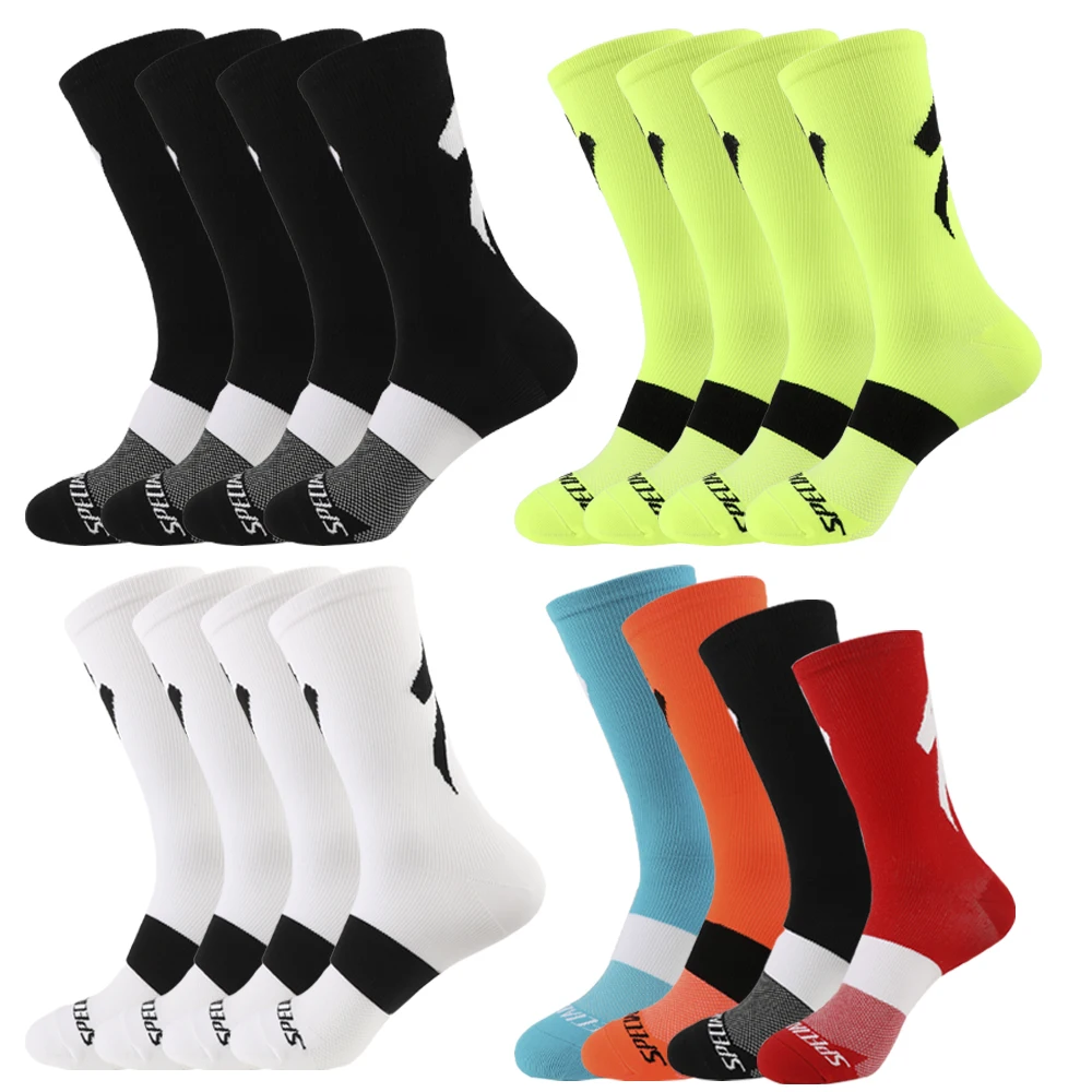 Men Cycling socks 4 pairs/set Sports Team Socks Football Basketball Compression stockings Trail Running bike Equipment Skiing |