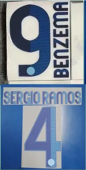 

Super A Retro 2012 2013 blue benzema sergio ramos ozil number font print, Hot stamping patches badges