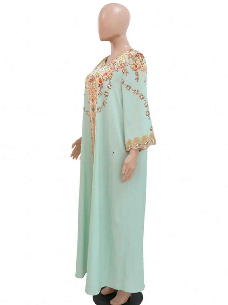 African Muslim Fashion Women Islamic Dress Hijab Arabic Pleated Abaya Dubai Balloon Sleeve With Ribbon Eid Mubarak Turkish Dress