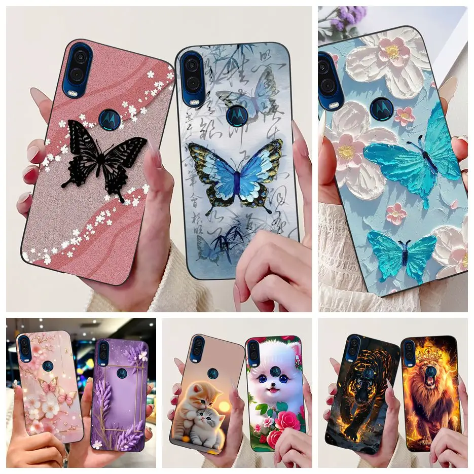 Фото Чехол для Motorola One Vision XT1970-1 XT1970-2, роскошный чехол с рисунком бабочки, мягкий чехол из ТПУ для телефона Motorola One Vision Fundas №1