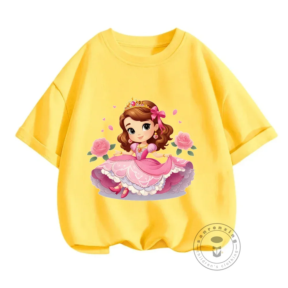 Детская летняя хлопковая футболка с принтом Солодное сердце Софии унисекс