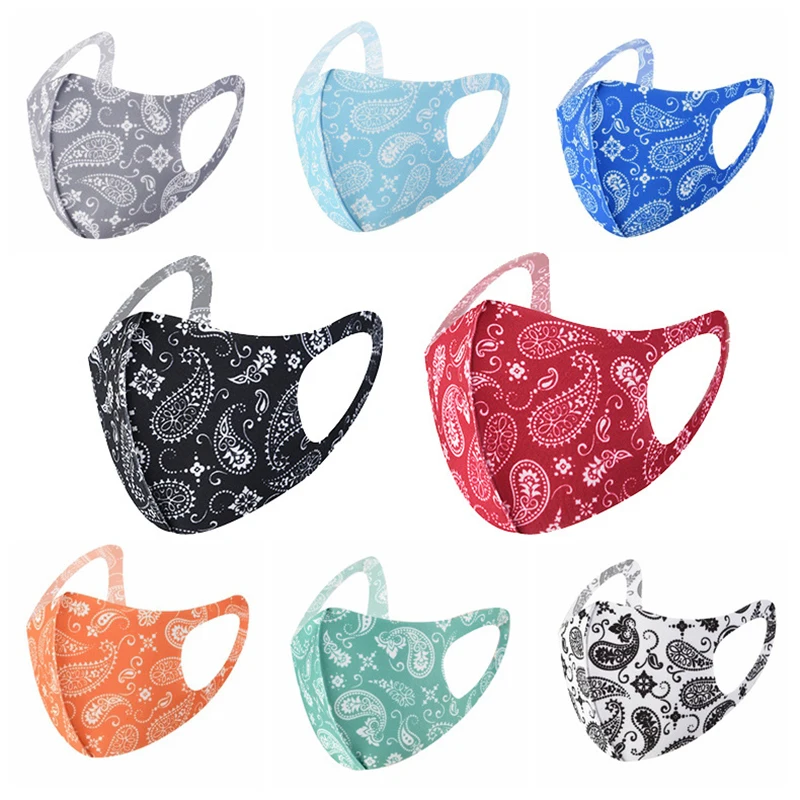

1 PC Sunscreen Washable Masks Adult Cashew Flowers Print Face Mask Dustproof Filter Mascarillas Protection Mask Earloop Mаска