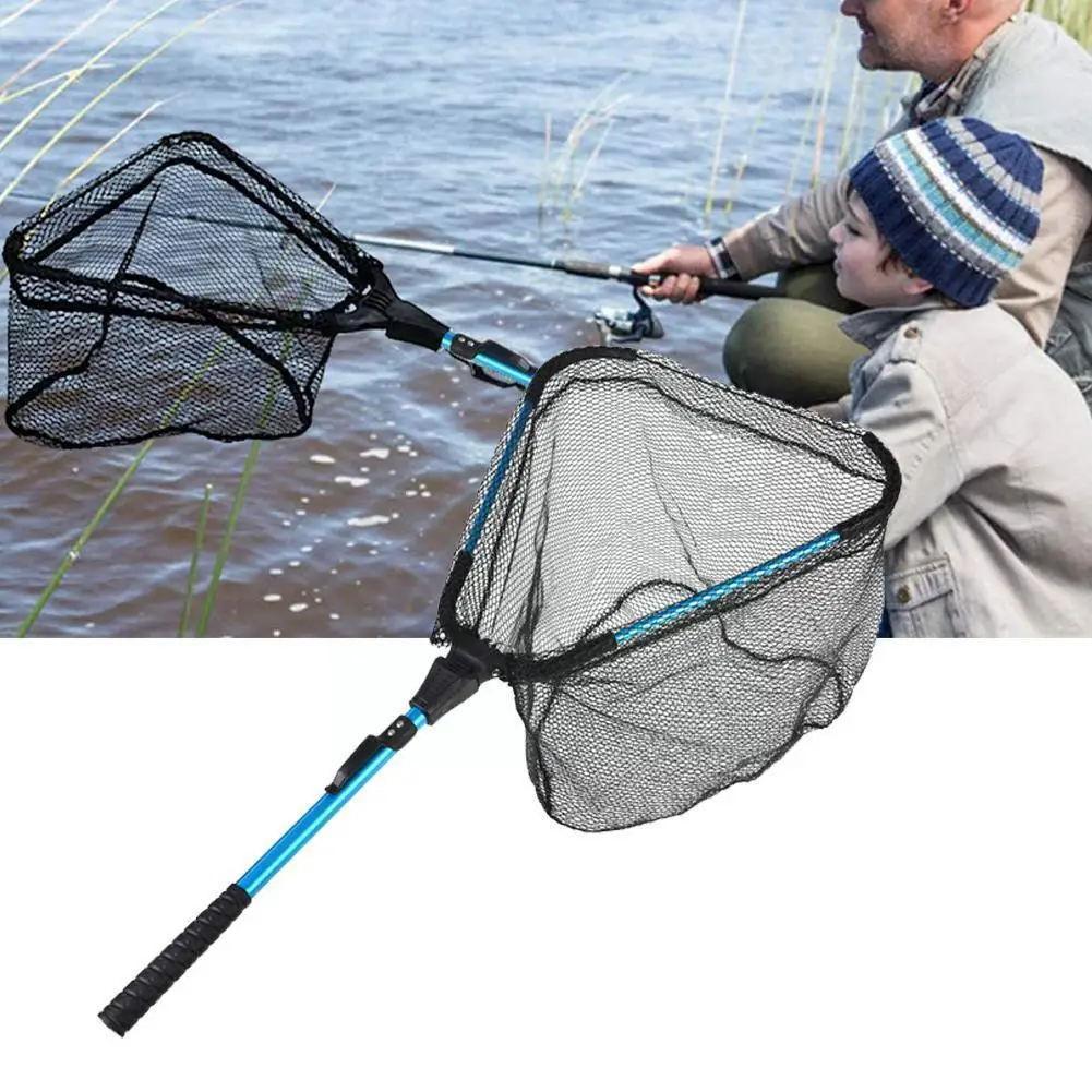 

Foldable Nylon Fishing Net Retractable Handle Folding Tool Fishing Bird Fish Catch Pond Landing Net Release Net Net W8K3