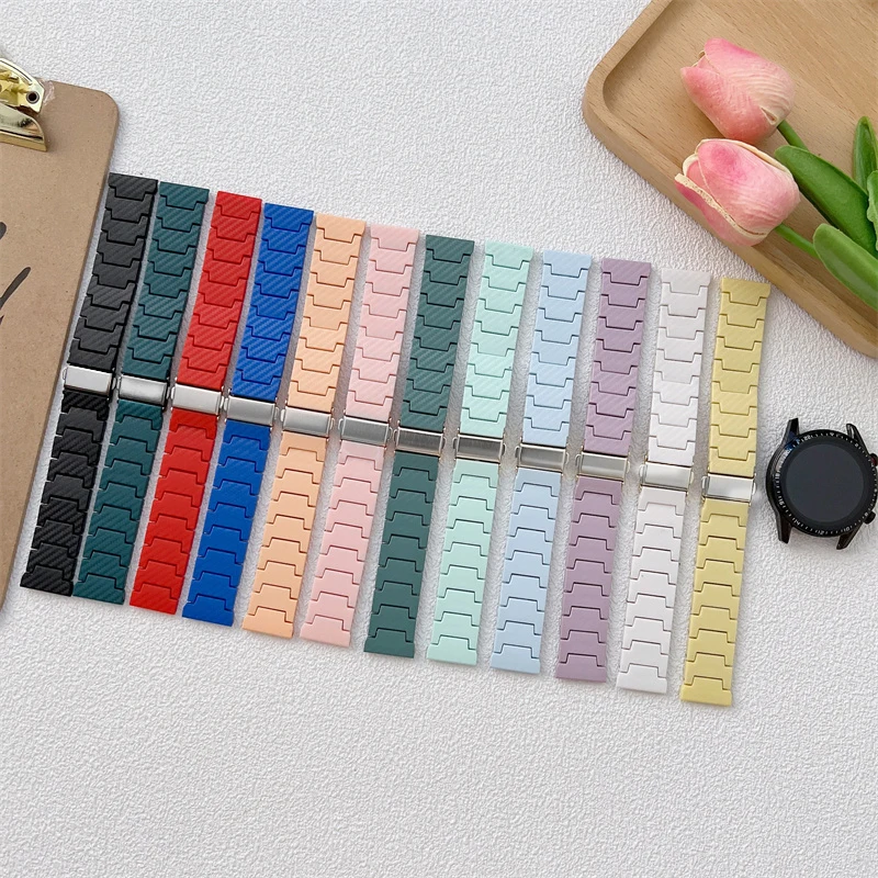 Carbon fiber strap For Samsung Galaxy 4 5/classic 46mm/Active 2 40mm/44mm Gear S3 20 22mm bracelet Huawei watch GT/2e/3/Pro band