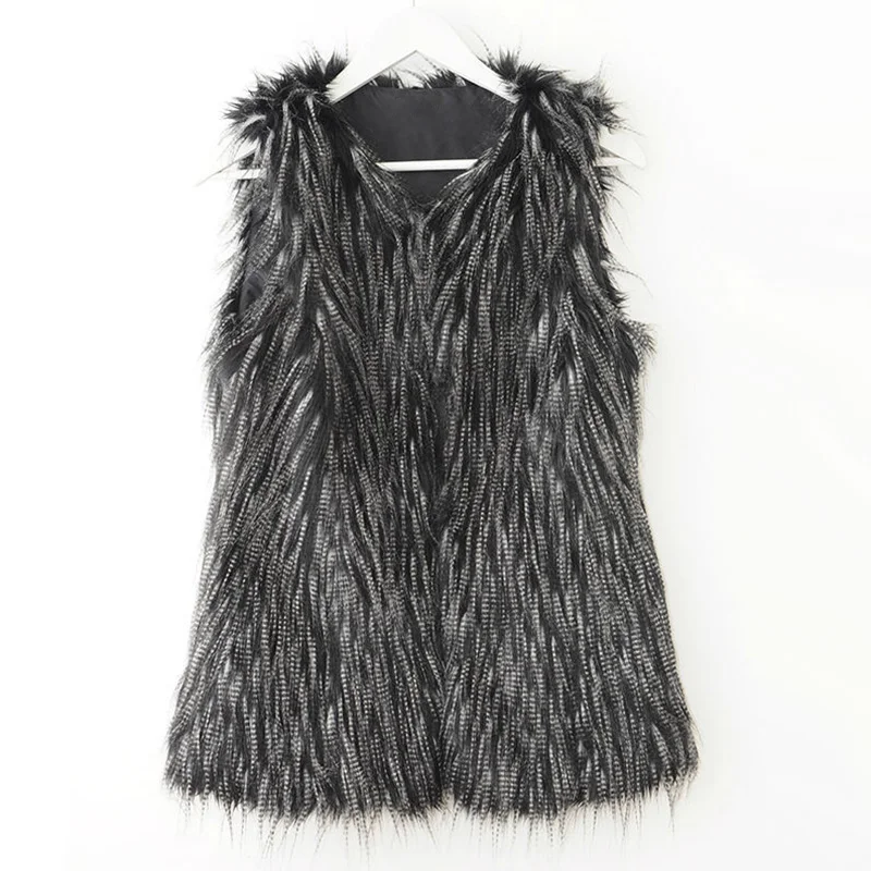 Plush Faux Fur Vest Jacket Ladies Elegant Sleeveless Fluffy Warm Jacket Autumn and Winter Fashion Casual V-neck Vest 3XL 2023